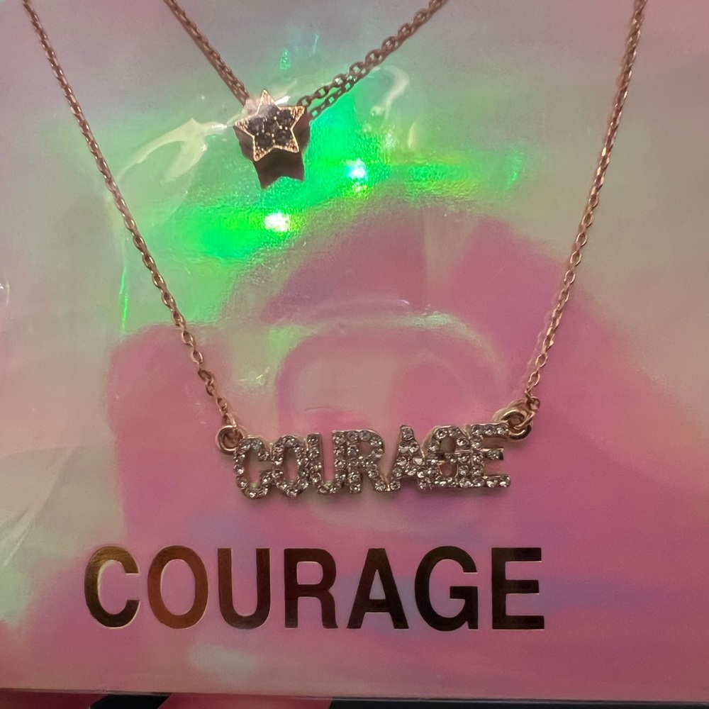Neiman Marcus COURAGE crystal gold necklace, NWT, never worn, adjustable - Picture 4 of 8